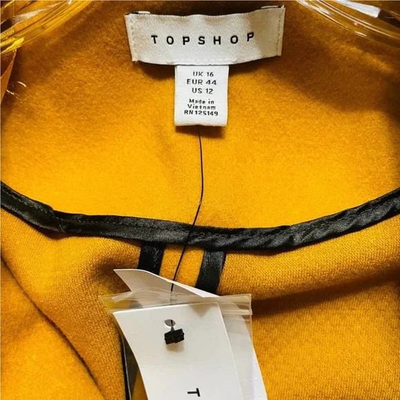 Topshop Carly Mustard Double Breasted Long Jacket Size 12 Brand New - Picture 4 of 9
